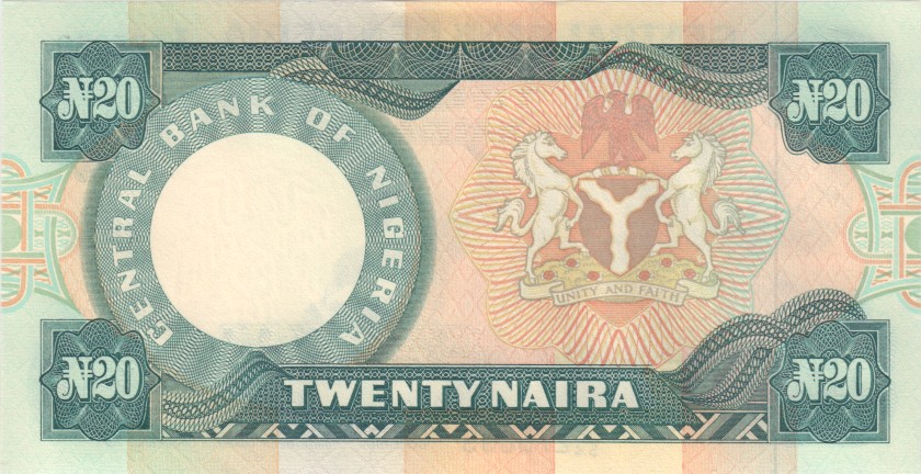 Nigeria P26d 20 Naira 1984-2000 UNC