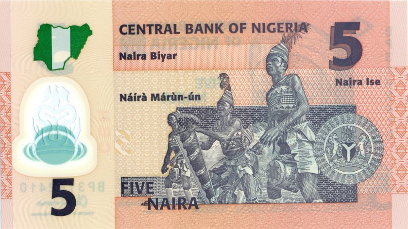 Nigeria P38f 5 Naira 2015 UNC