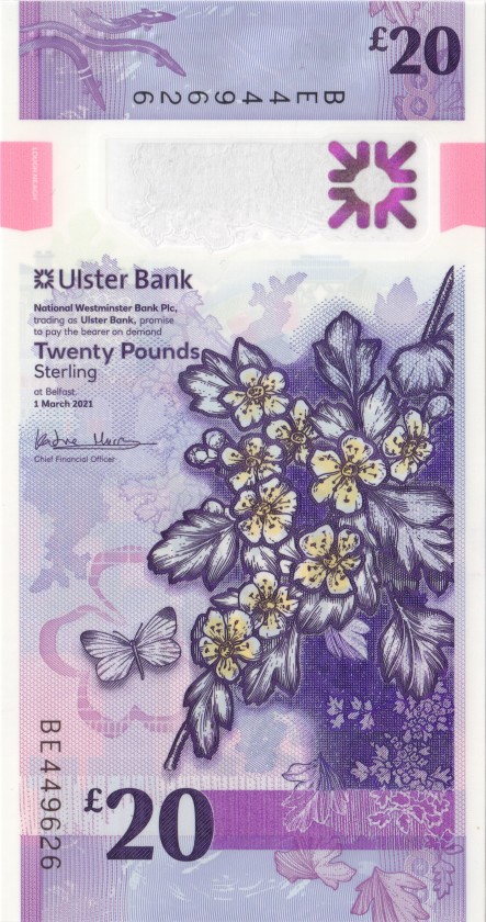 Northern Ireland P-W345 20 Pounds Sterling Ulster Bank 01.03.2021 UNC