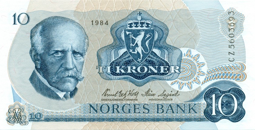 Norway P36c7 10 Kroner 1984 UNC