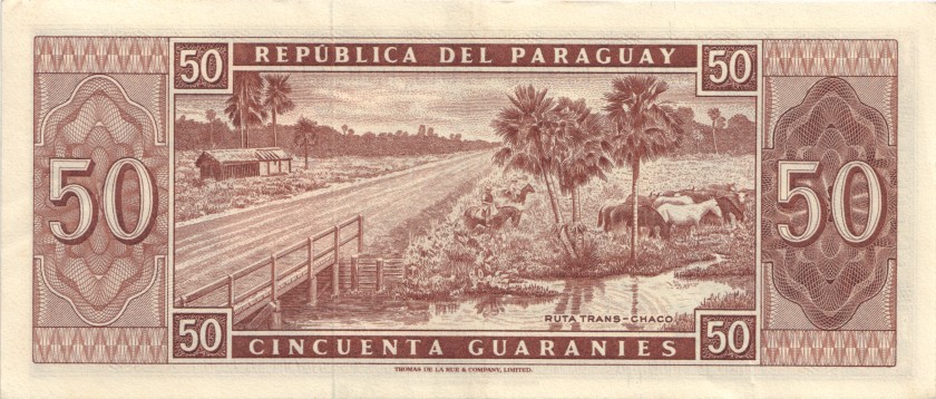 Paraguay P197a(1) 50 Paraguayan Guaraníes 1963 XF