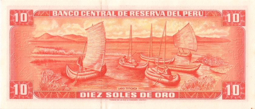 Peru P100a 10 Soles de Oro 1969 UNC