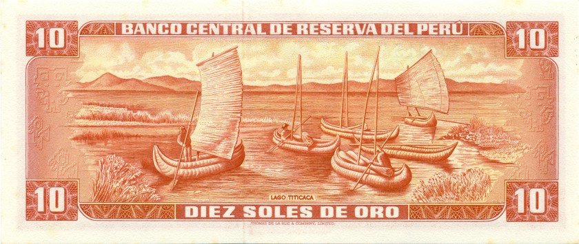 Peru P100b 10 Soles de Oro 1971 UNC