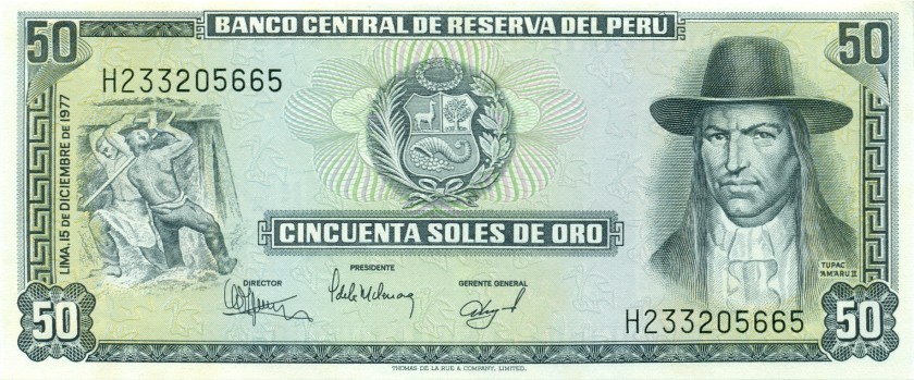 Peru P113 50 Soles de Oro 1977 UNC