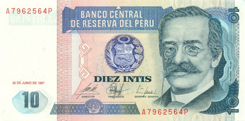 Peru P129 10 Intis 1987 UNC