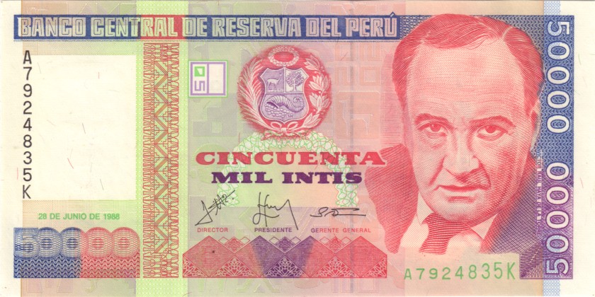 Peru P142 50.000 Intis 1988 UNC