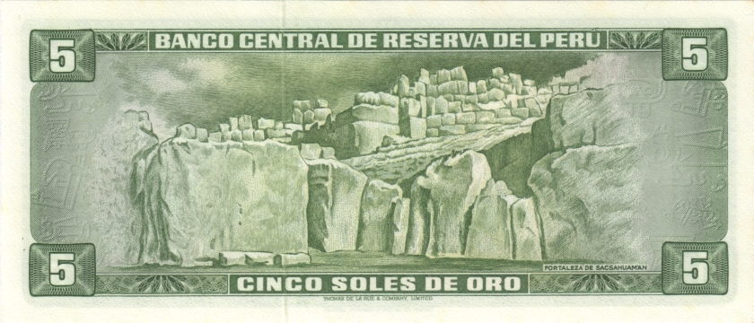 Peru P99c 5 Soles de Oro 16.05.1974 UNC
