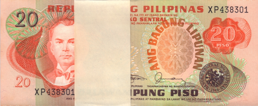 Philippines P162c 20 Philippines Pesos 1978 Bundle 100 pcs UNC