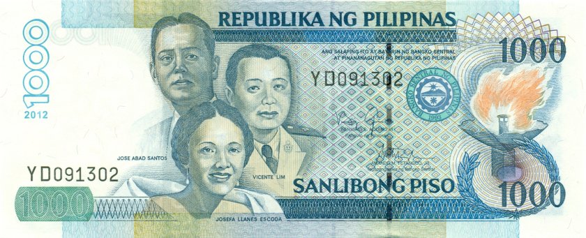 Philippines P197d 1.000 Philippines Pesos 2012 UNC