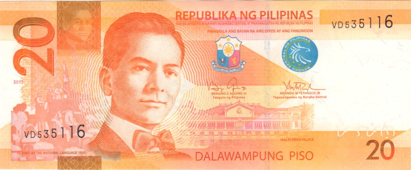 Philippines P206a 20 Philippines Pesos 2013 UNC