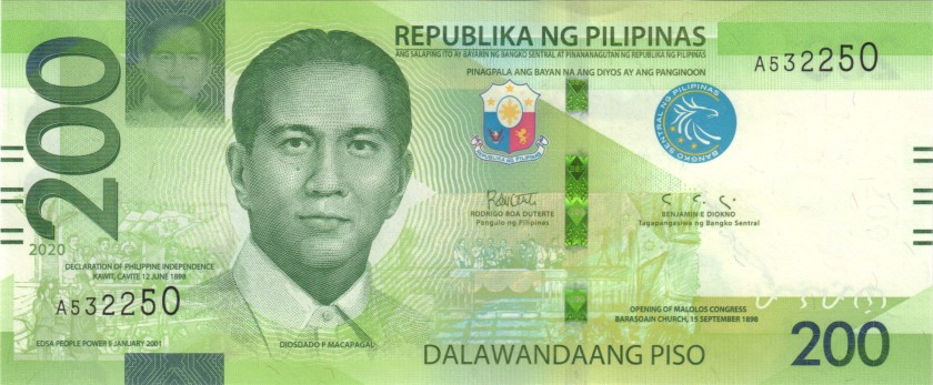 Philippines P-W226 200 Philippines Pesos 2020 UNC