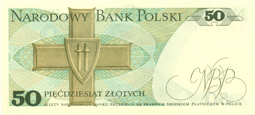 Poland P142a 50 Złotych 1975 UNC