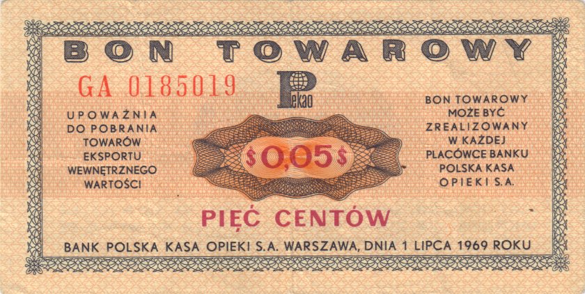 Poland P-FX23b 5 Centow (0,05 US$) 1969 VG