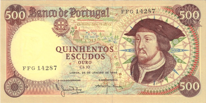 Portugal P170a(7) 500 Escudos 1966