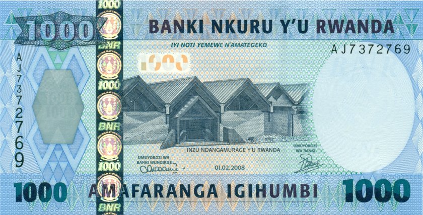Rwanda P31b 1.000 Francs / Amafaranga 2008 UNC