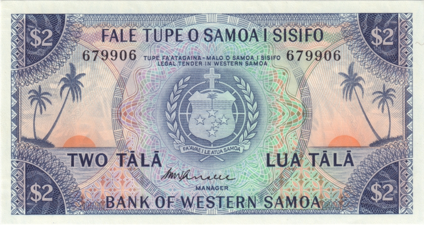 Samoa P17b 2 Tala 1967 UNC