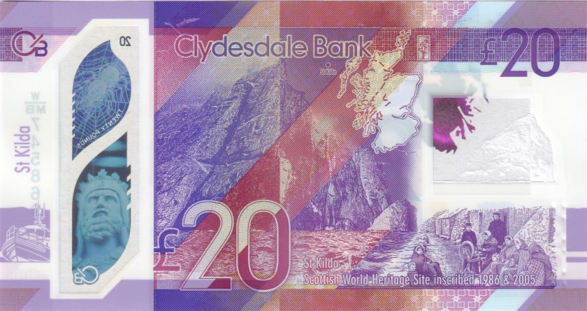 Scotland P-W229R 20 Pounds Sterling Clydesdale Bank 2019 UNC
