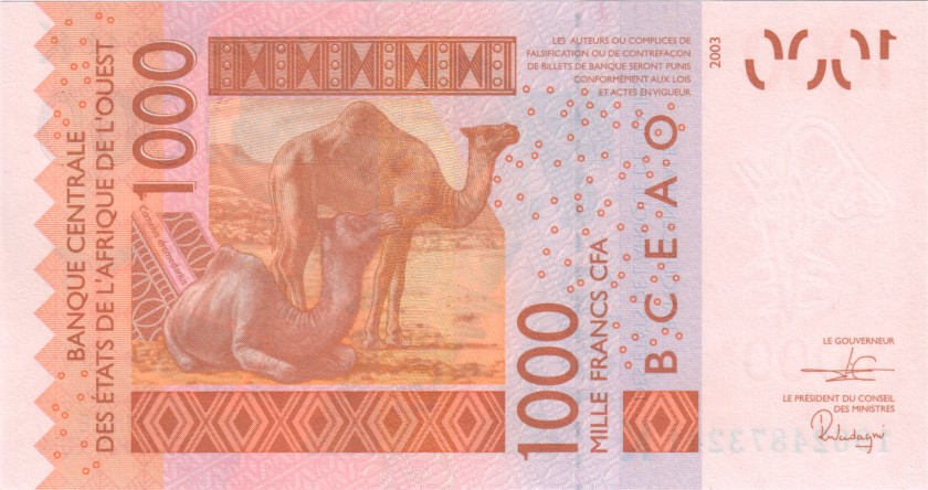 West African States Senegal P715K 1.000 Francs 2019 UNC