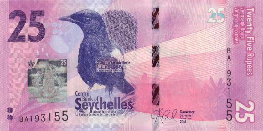 Seychelles P48 25 Rupees 2016 UNC