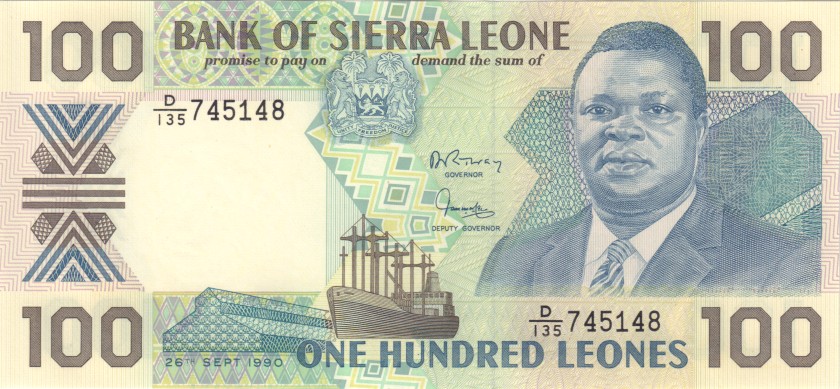 Sierra Leone P18c 100 Leones 1990 UNC