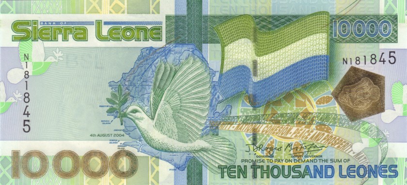 Sierra Leone P29a 10.000 Leones 2004 UNC
