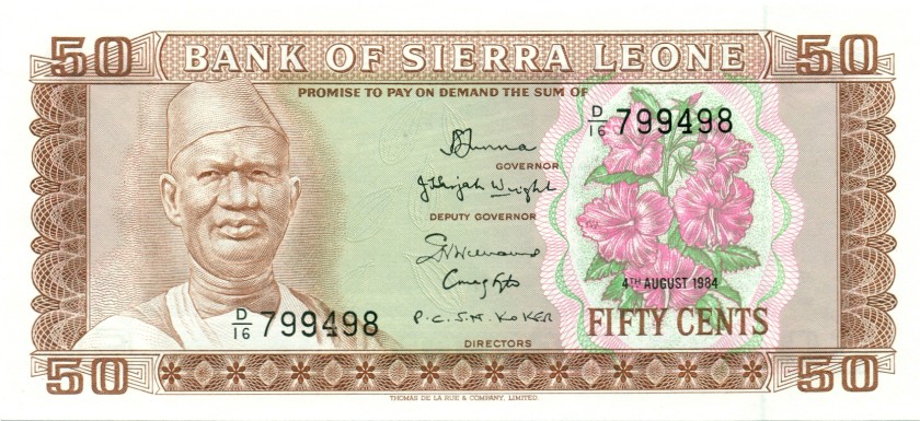 Sierra Leone P4e 50 Cents 1984 UNC