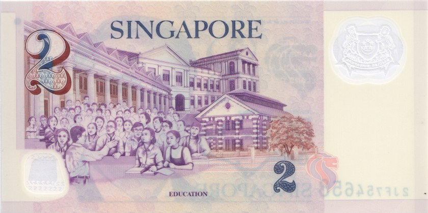 Singapore P46a 2 Dollars 2005 UNC