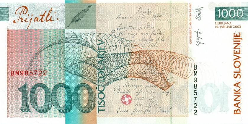 Slovenia P32a 1.000 Tolars 2003 UNC