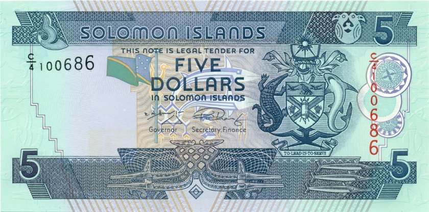 Solomon Islands P26(2) 5 Dollars 2011 UNC