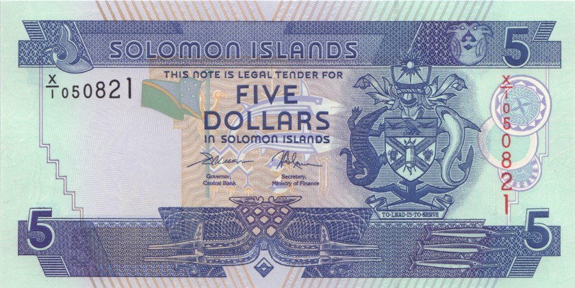 Solomon Islands P26(4)r REPLACEMENT 5 Dollars 2017 UNC