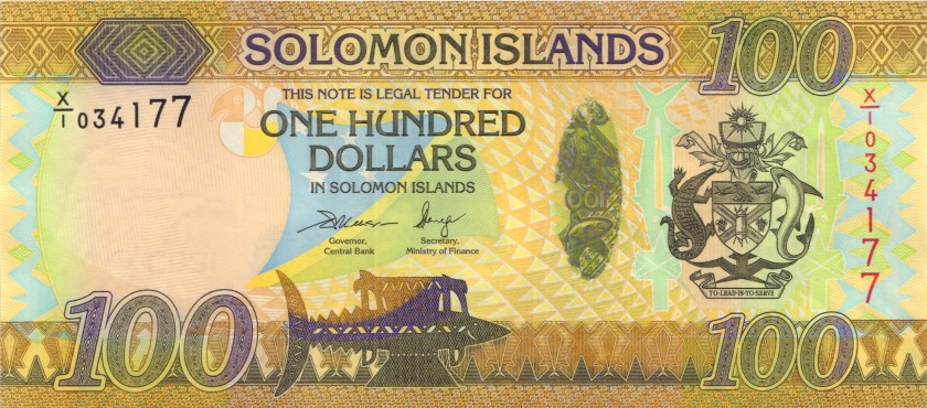Solomon Islands P36(1)r REPLACEMENT 100 Dollars 2015 UNC