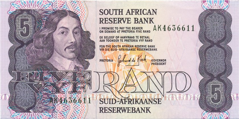 South Africa P119d 5 Rand 1989-1990 UNC