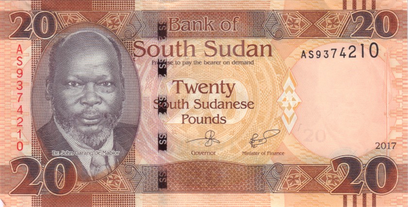 South Sudan P13c 20 South Sudanese Pounds 2017 AU+/UNC-