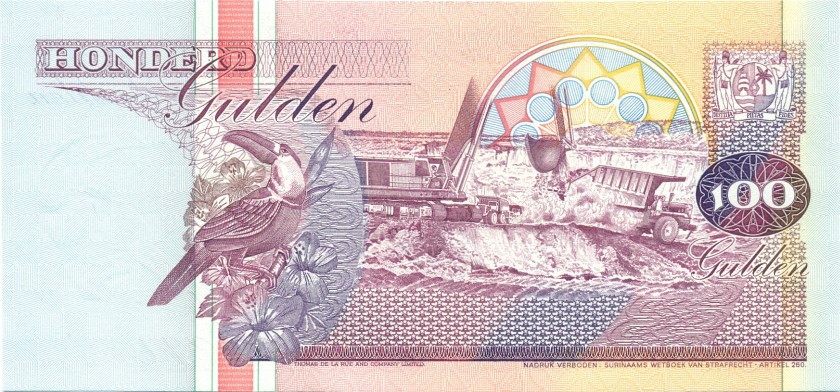 Suriname P139a 100 Gulden 1991 UNC