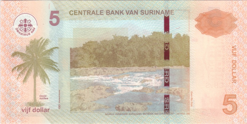 Suriname P162b 5 Dollars 2012 UNC