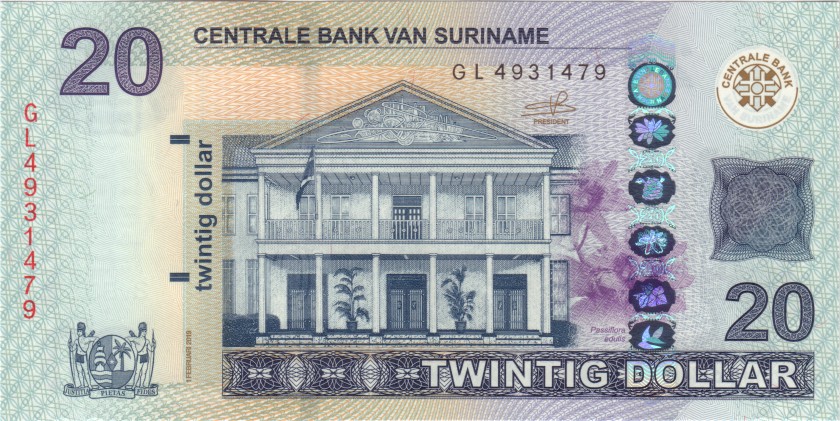 Suriname P164c 20 Dollars 2019 UNC