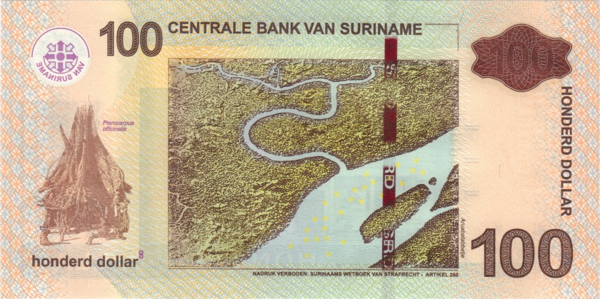 Suriname P166d 100 Dollars 2019 UNC