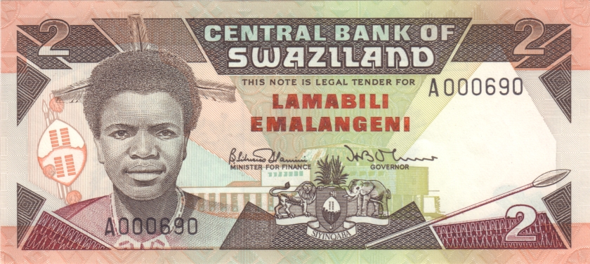 Swaziland P13 A0006xx 2 Emalangeni 1987 UNC