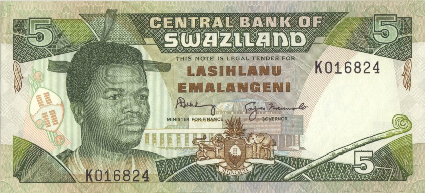 Swaziland P19b 5 Emalangeni 1994 UNC-