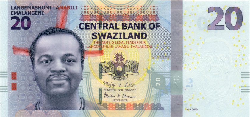 Swaziland P37a 20 Emalangeni 2010 UNC