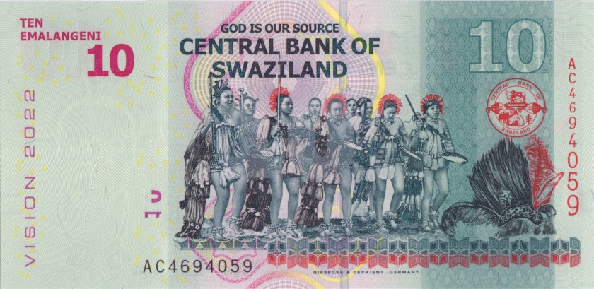 Swaziland P41 10 Emalangeni 2015 UNC