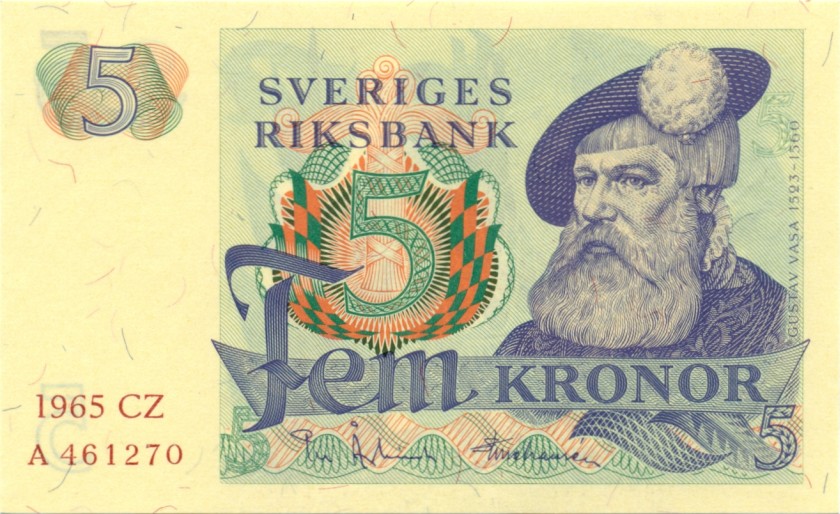 Sweden P51a 5 Kronor 1965 UNC