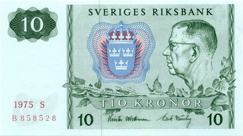 Sweden P52c 10 Kronor 1975 UNC
