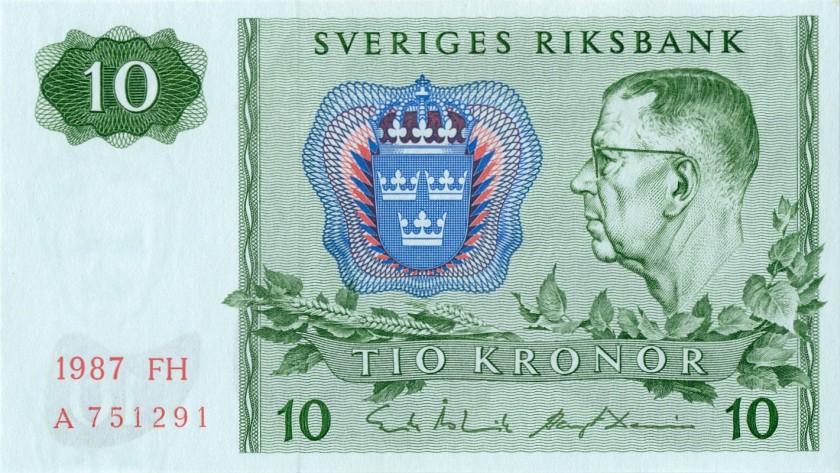 Sweden P52e 10 Kronor 1987 UNC