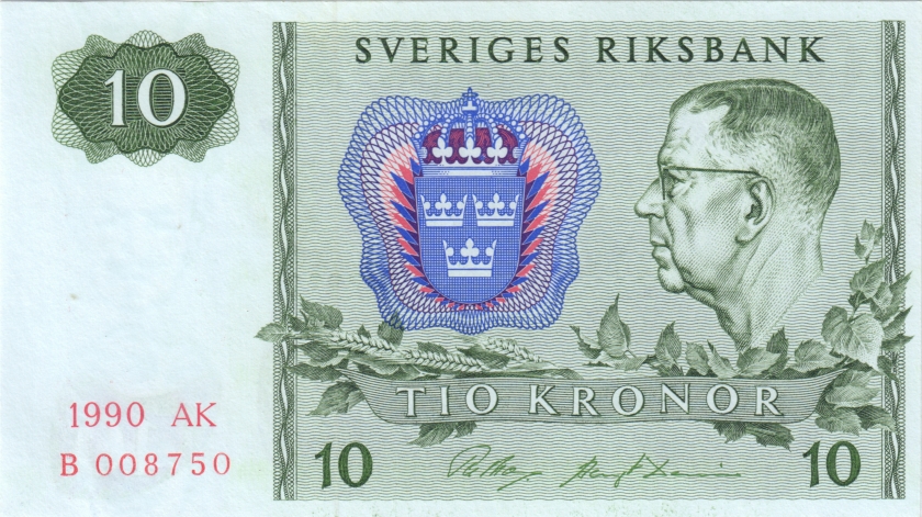 Sweden P52e 10 Kronor 1990 UNC