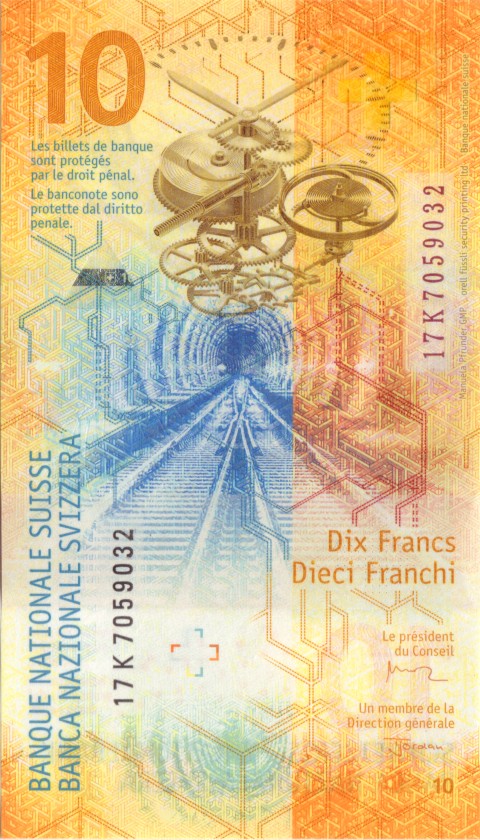 Switzerland P75d 10 Francs 2017 UNC