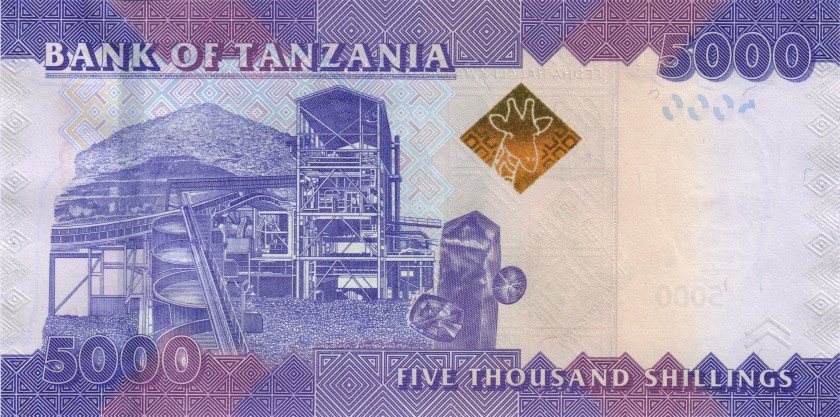 Tanzania P43b 5.000 Shillings 2015 UNC
