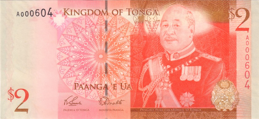 Tonga P38a A0006xx 2 Paʻanga 2009 UNC