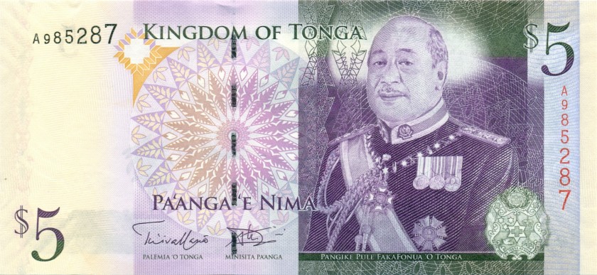 Tonga P39b 5 Paʻanga 2014 UNC