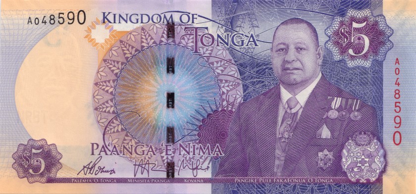 Tonga P45 5 Paanga 2015 UNC